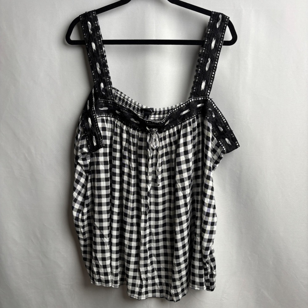 NWT Torrid 4X Black White Gingham Plaid Tank Top Country Core Prep Farm Girl‎